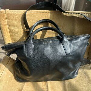 Barneys New York Black Leather Bag with Gold Accents